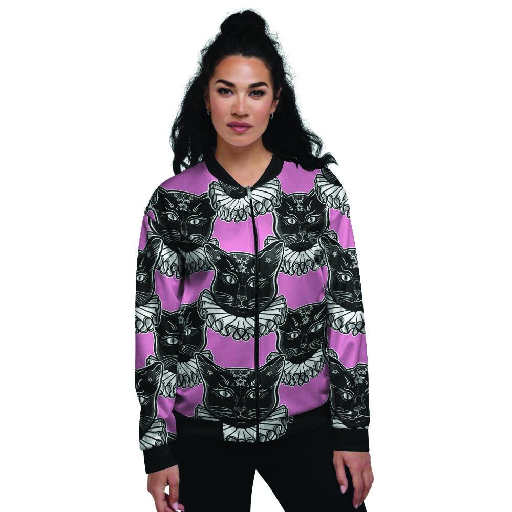 Black Cat Gothic Women's Bomber Jacket-grizzshop