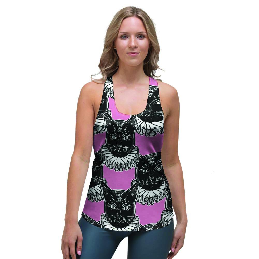 Black Cat Gothic Women's Racerback Tank Top-grizzshop