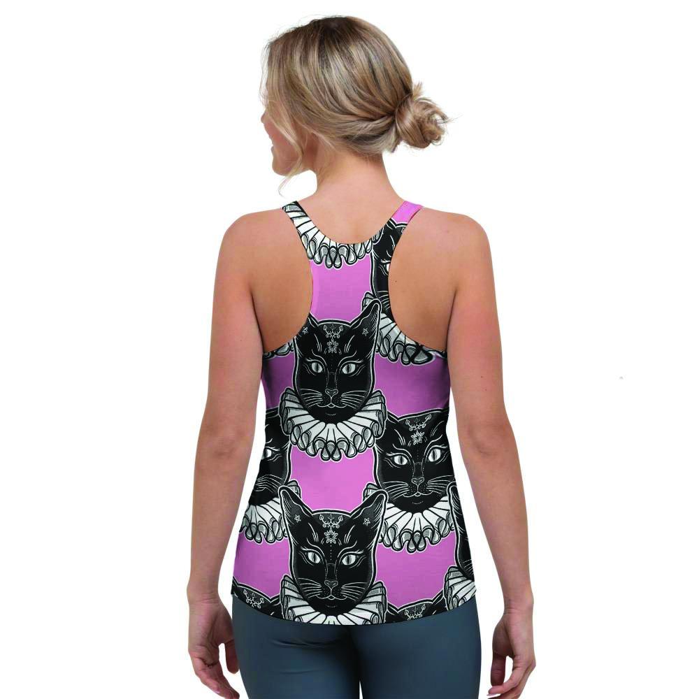Black Cat Gothic Women's Racerback Tank Top-grizzshop