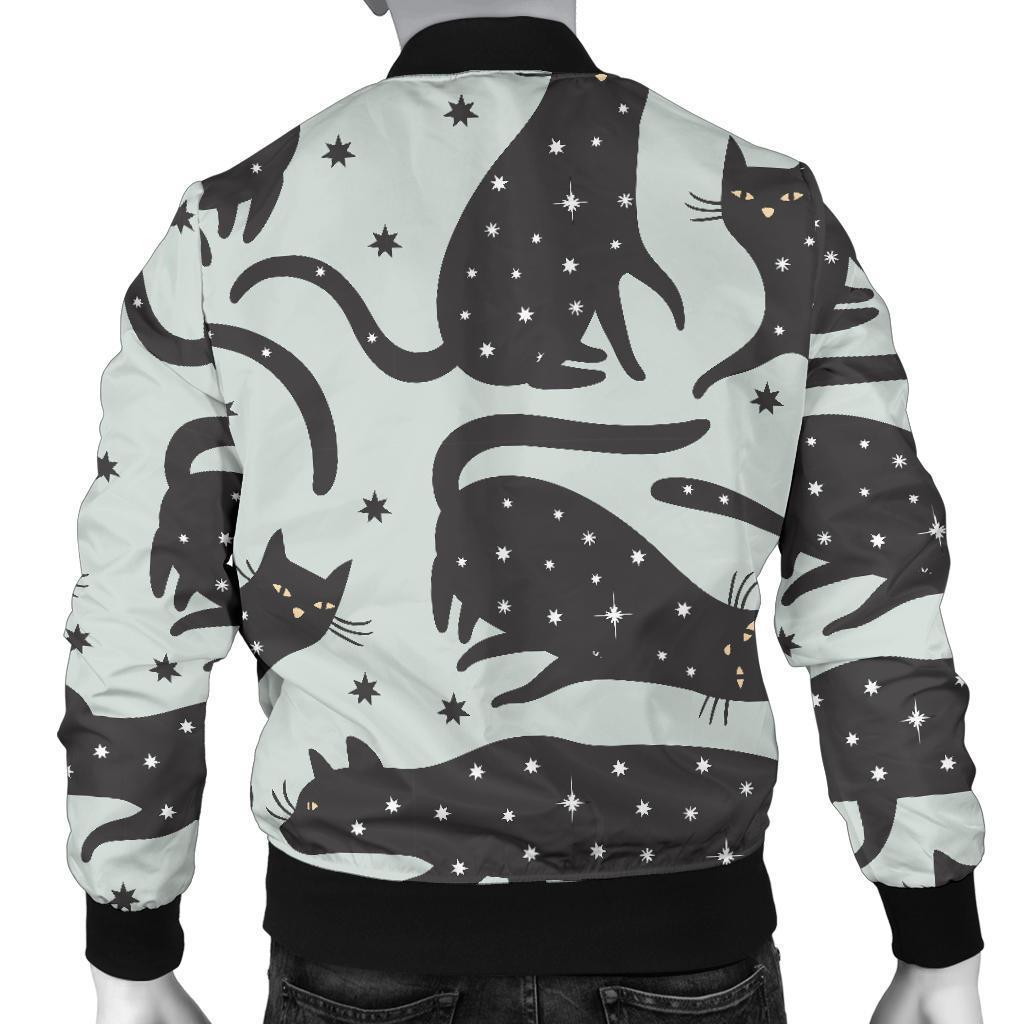 Black Cat Print Pattern Men's Bomber Jacket-grizzshop