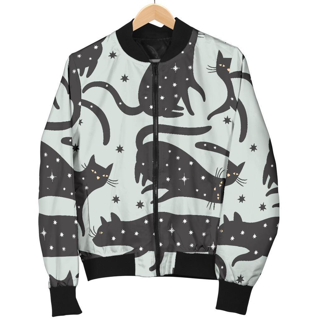 Black Cat Print Pattern Men's Bomber Jacket-grizzshop