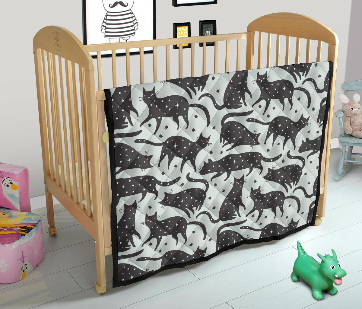 Black Cat Print Pattern Quilt-grizzshop