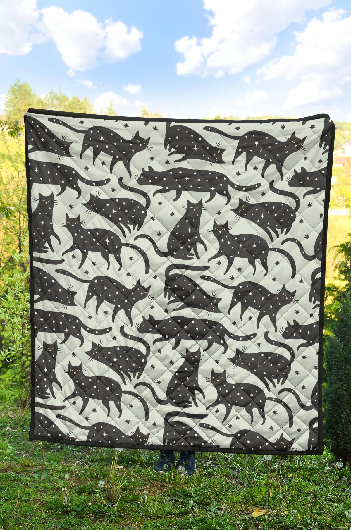 Black Cat Print Pattern Quilt-grizzshop