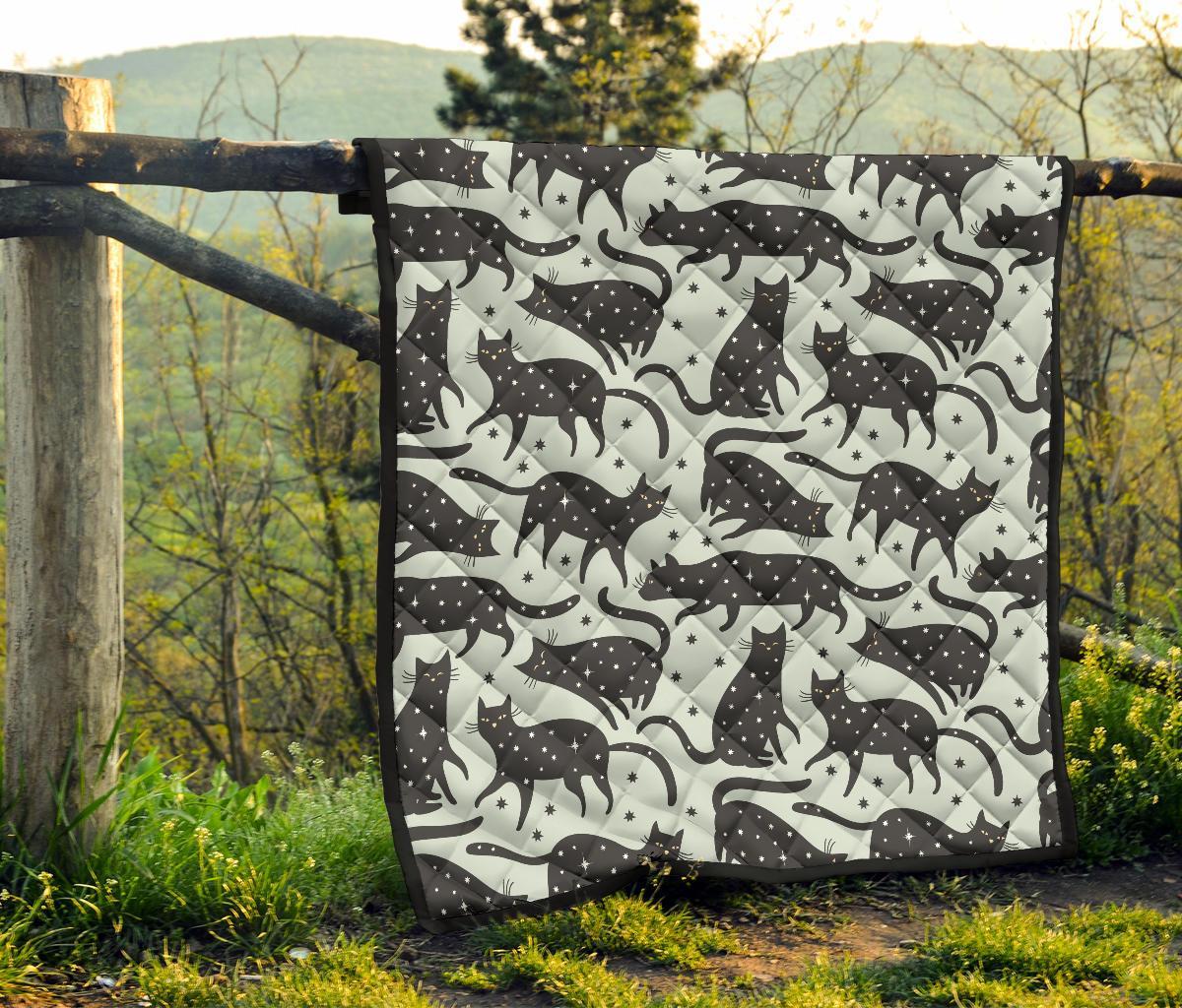 Black Cat Print Pattern Quilt-grizzshop