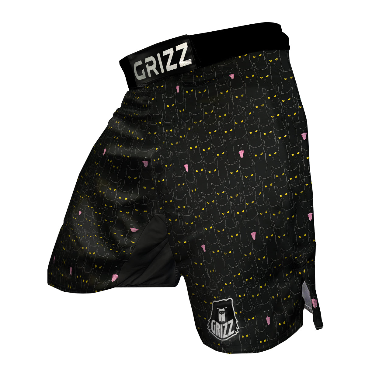 Black Cats Eyes Yellow Print Pattern MMA Shorts-grizzshop
