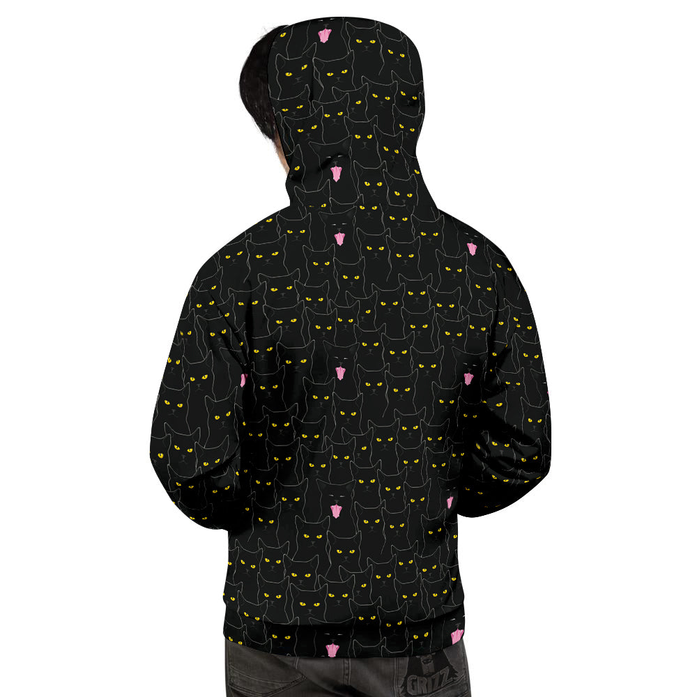 Black Cats Eyes Yellow Print Pattern Men's Hoodie-grizzshop