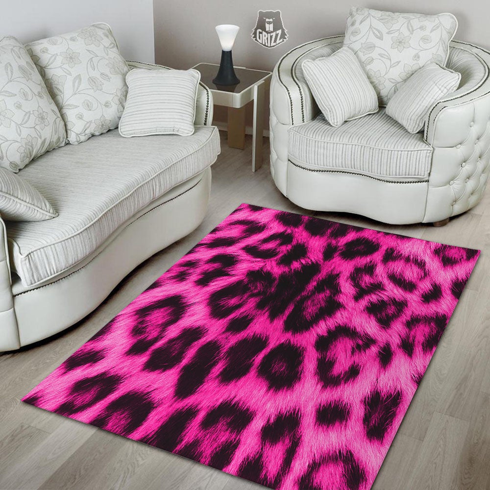 Black Cheetah And Hot Pink Print Floor Mat-grizzshop