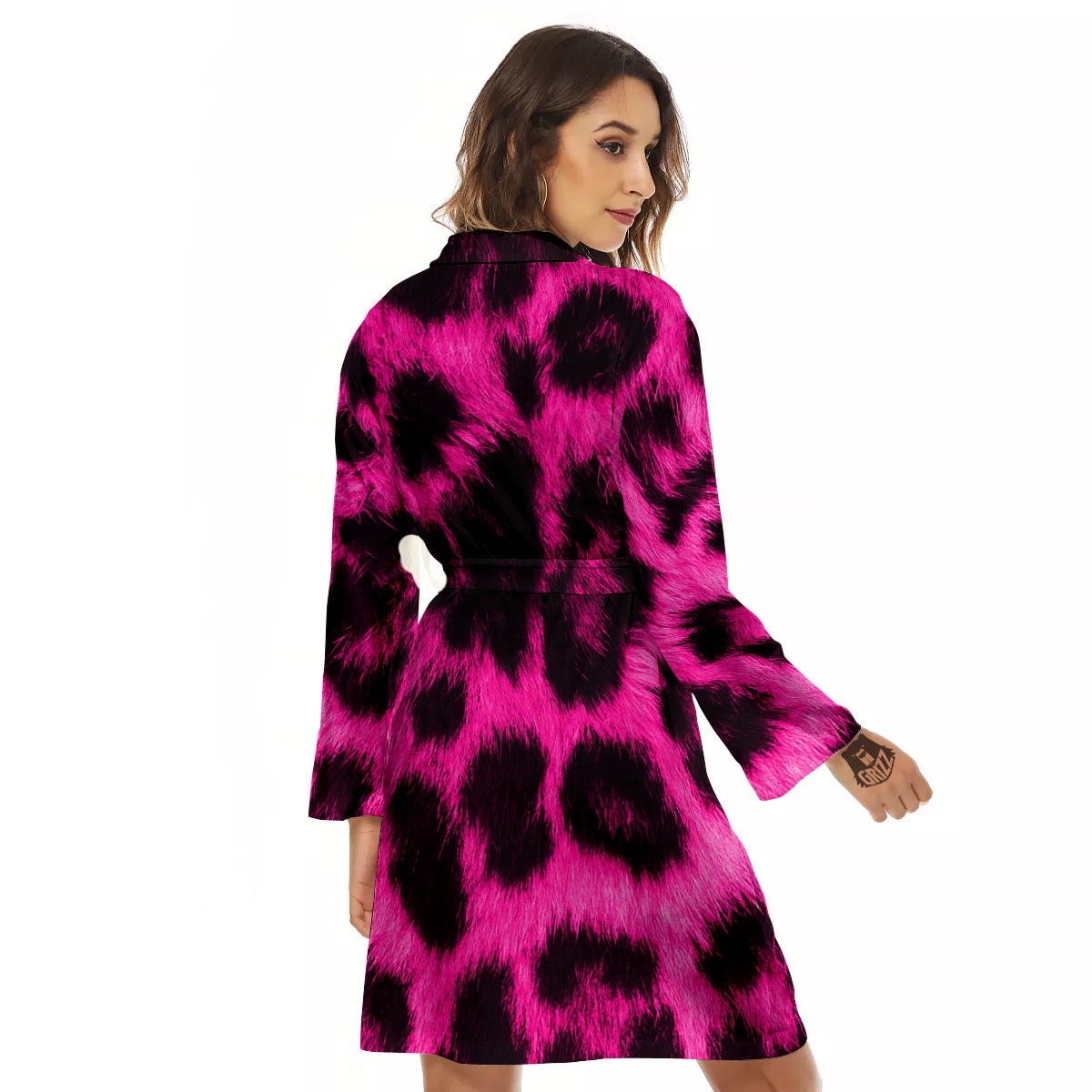 Black Cheetah And Hot Pink Print Women's Robe-grizzshop