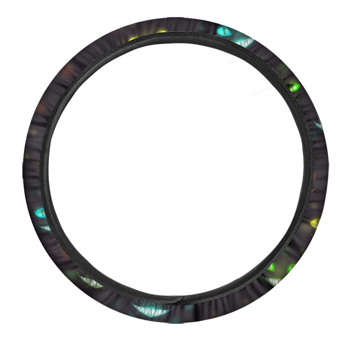 Black Cheshire Cat Print Pattern Car Steering Wheel Cover-grizzshop