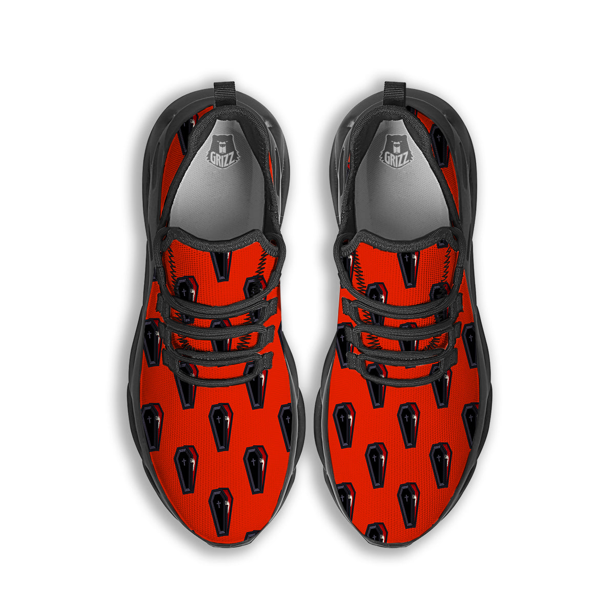 Black Coffin Red Print Pattern Black Running Shoes-grizzshop