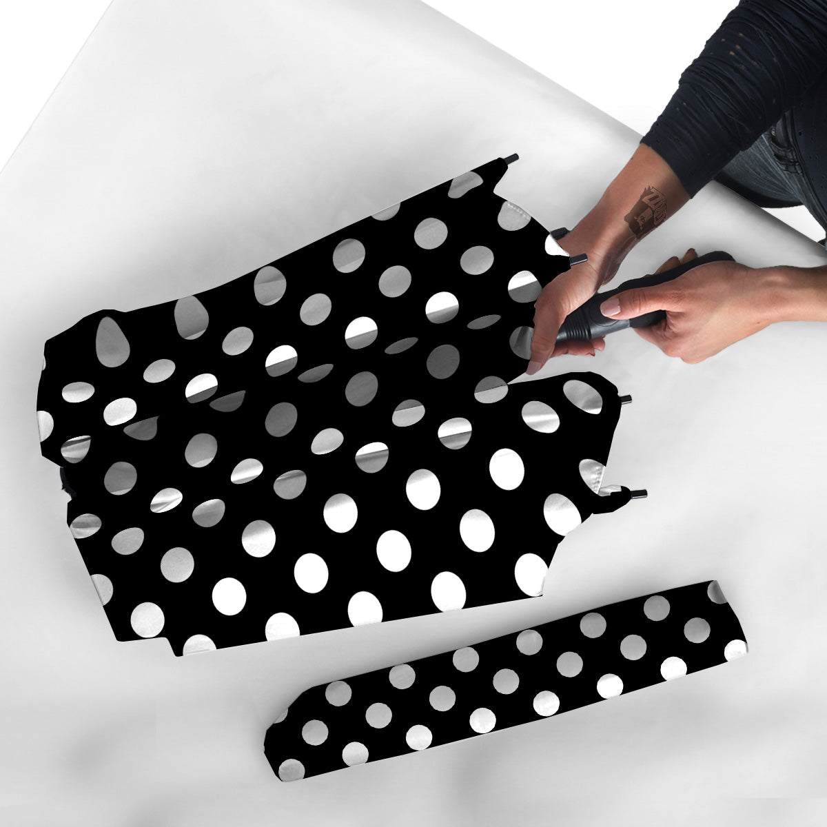 Black Color Polka Dot Print Pattern Umbrella-grizzshop