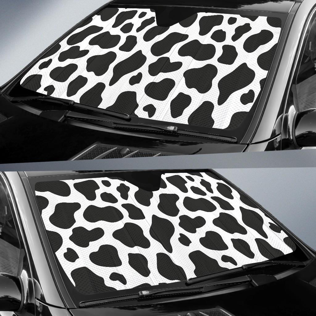 Black Cow Pattern Print Car Sun Shade-grizzshop