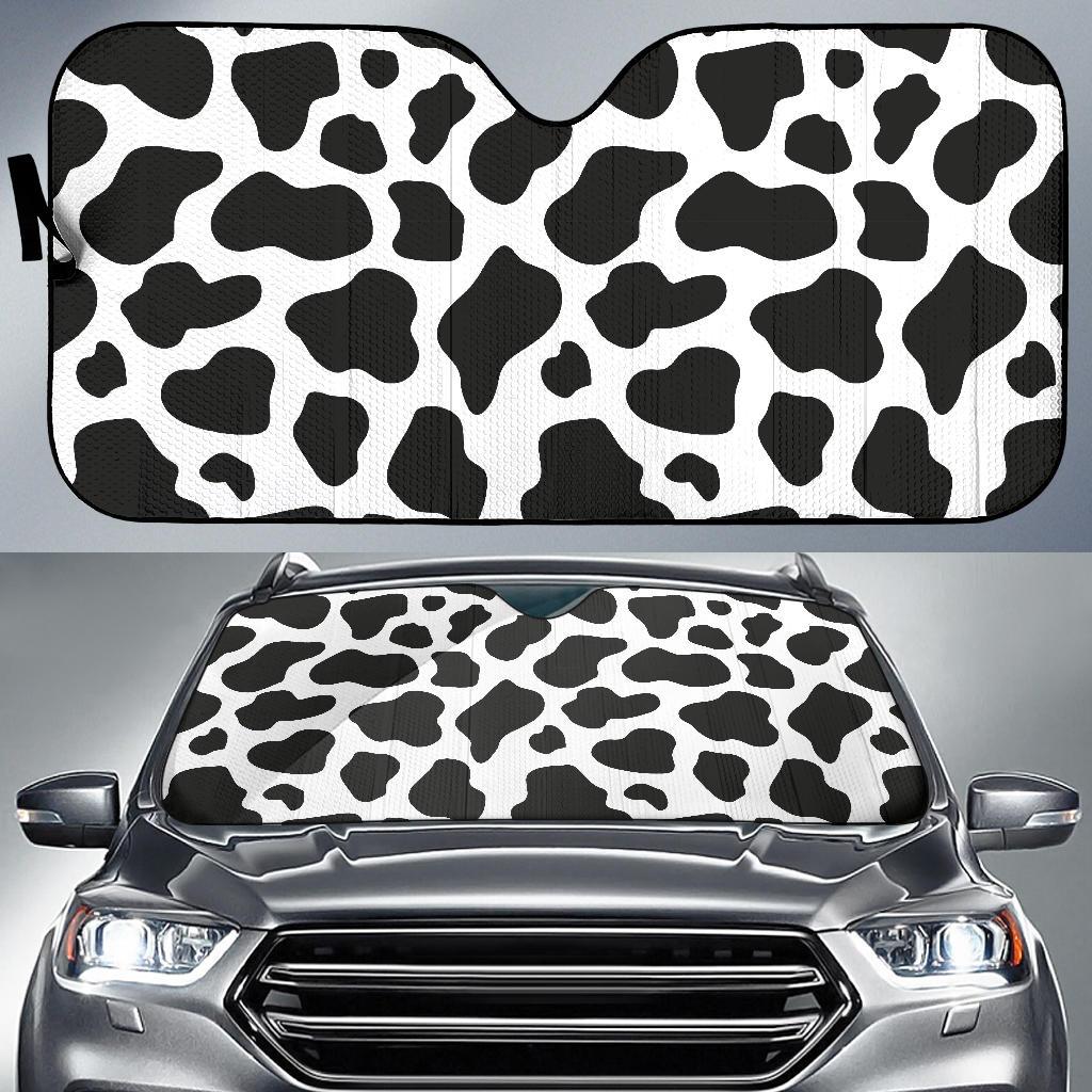 Black Cow Pattern Print Car Sun Shade-grizzshop