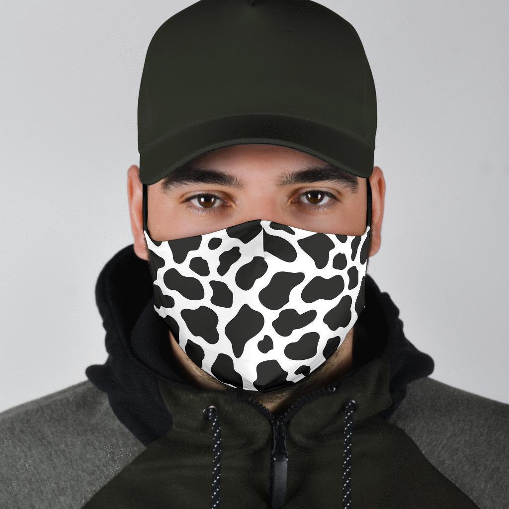 Black Cow Pattern Print Face Mask-grizzshop