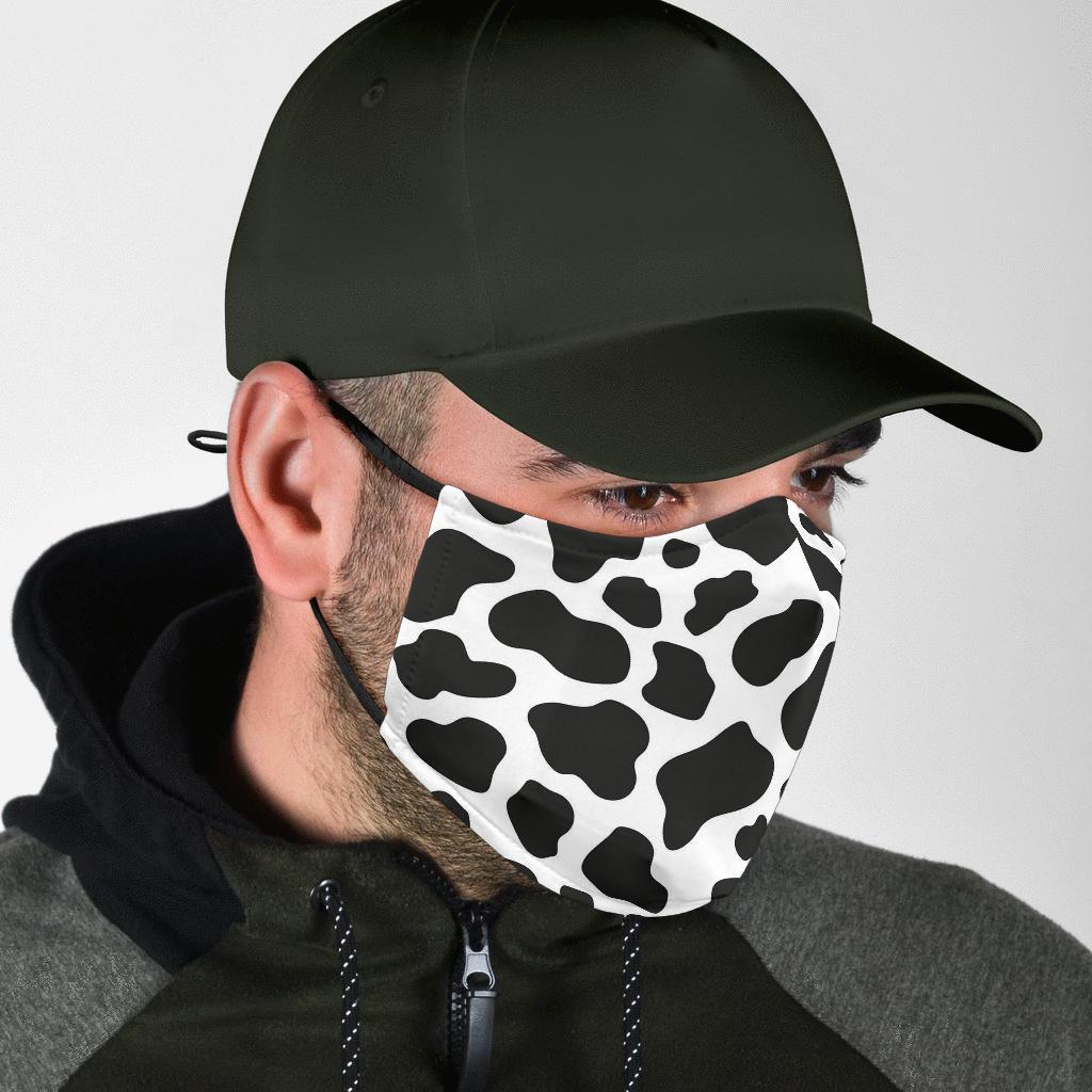 Black Cow Pattern Print Face Mask-grizzshop