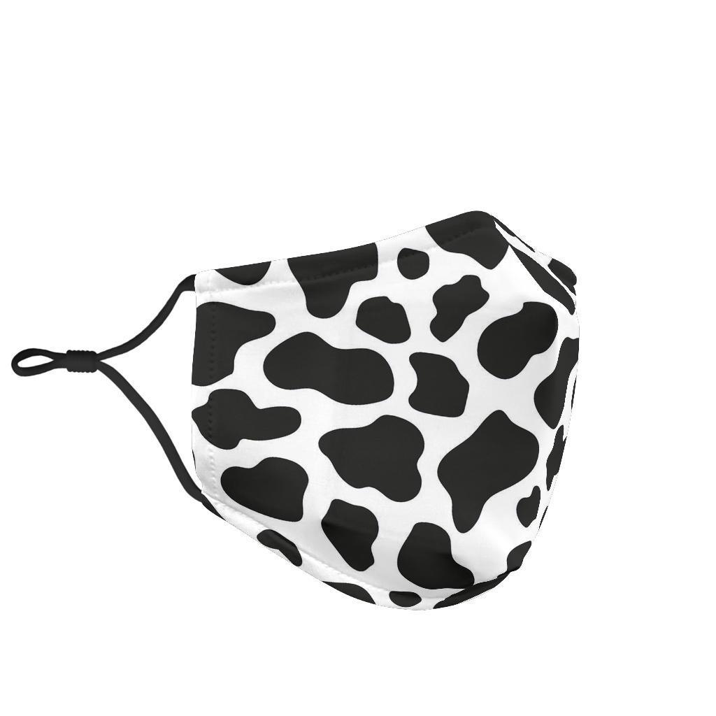 Black Cow Pattern Print Face Mask-grizzshop