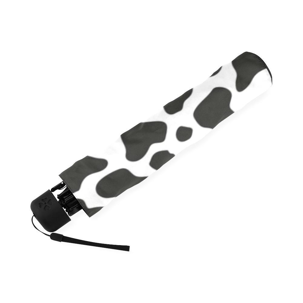 Black Cow Pattern Print Foldable Umbrella-grizzshop