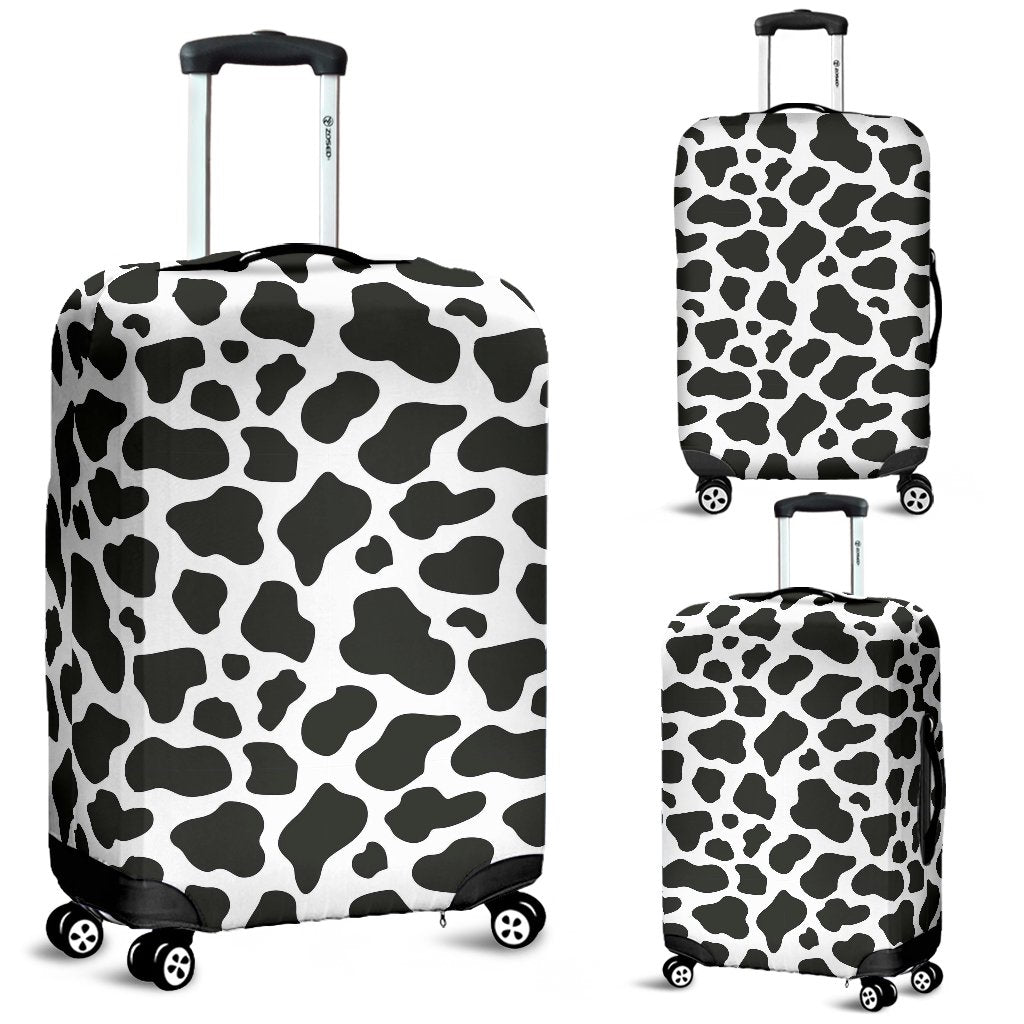 Black Cow Pattern Print Luggage Cover Protector-grizzshop