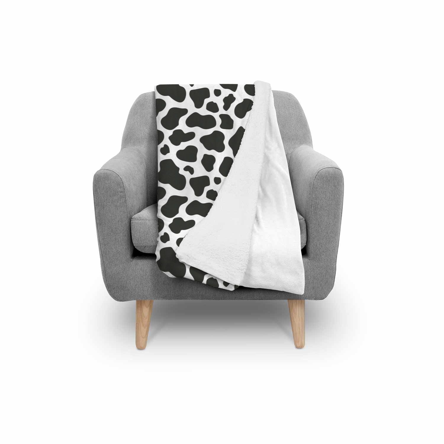 Black Cow Pattern Print Throw Blanket-grizzshop