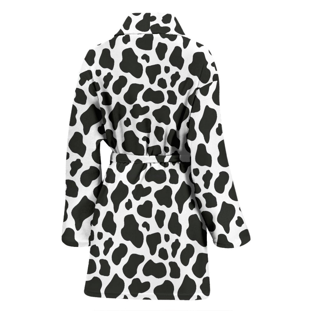 Black Cow Pattern Print Women Long Robe-grizzshop