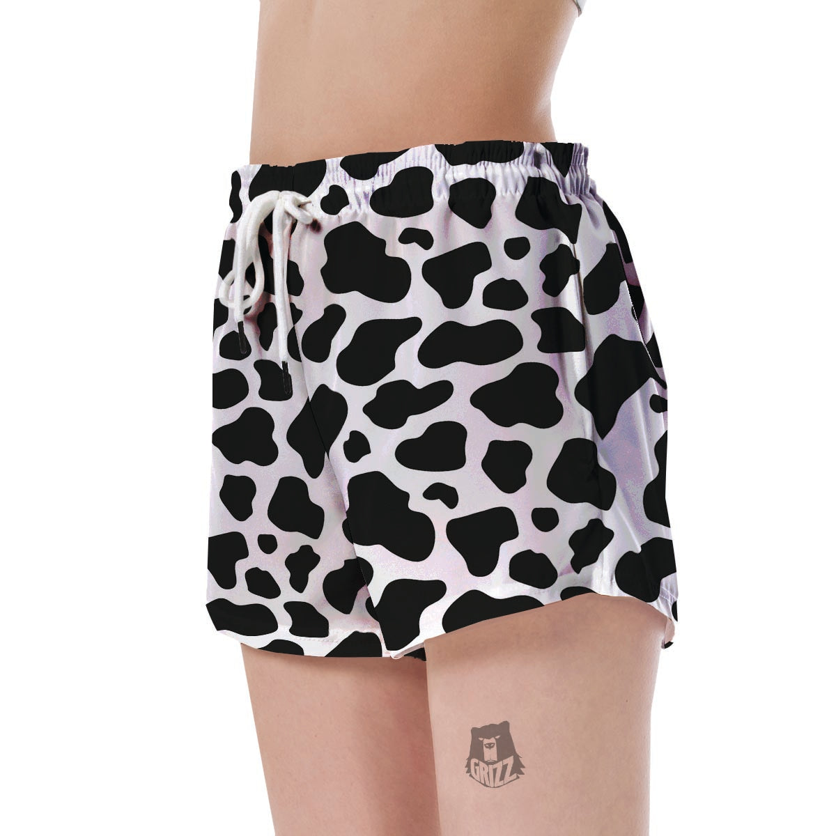 Black Cow Pattern Print' Women's Shorts-grizzshop