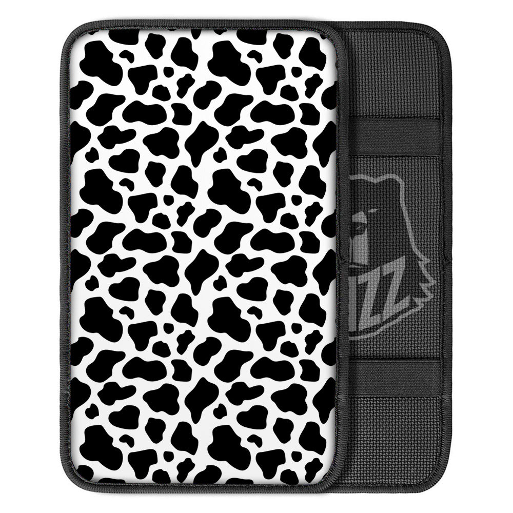 Black Cow Print Pattern Car Center Console Cover-grizzshop