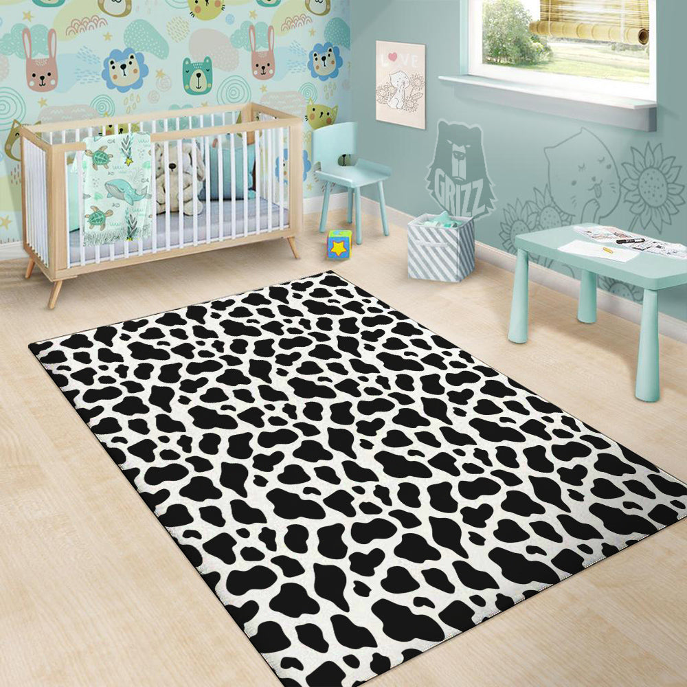 Black Cow Print Pattern Floor Mat-grizzshop