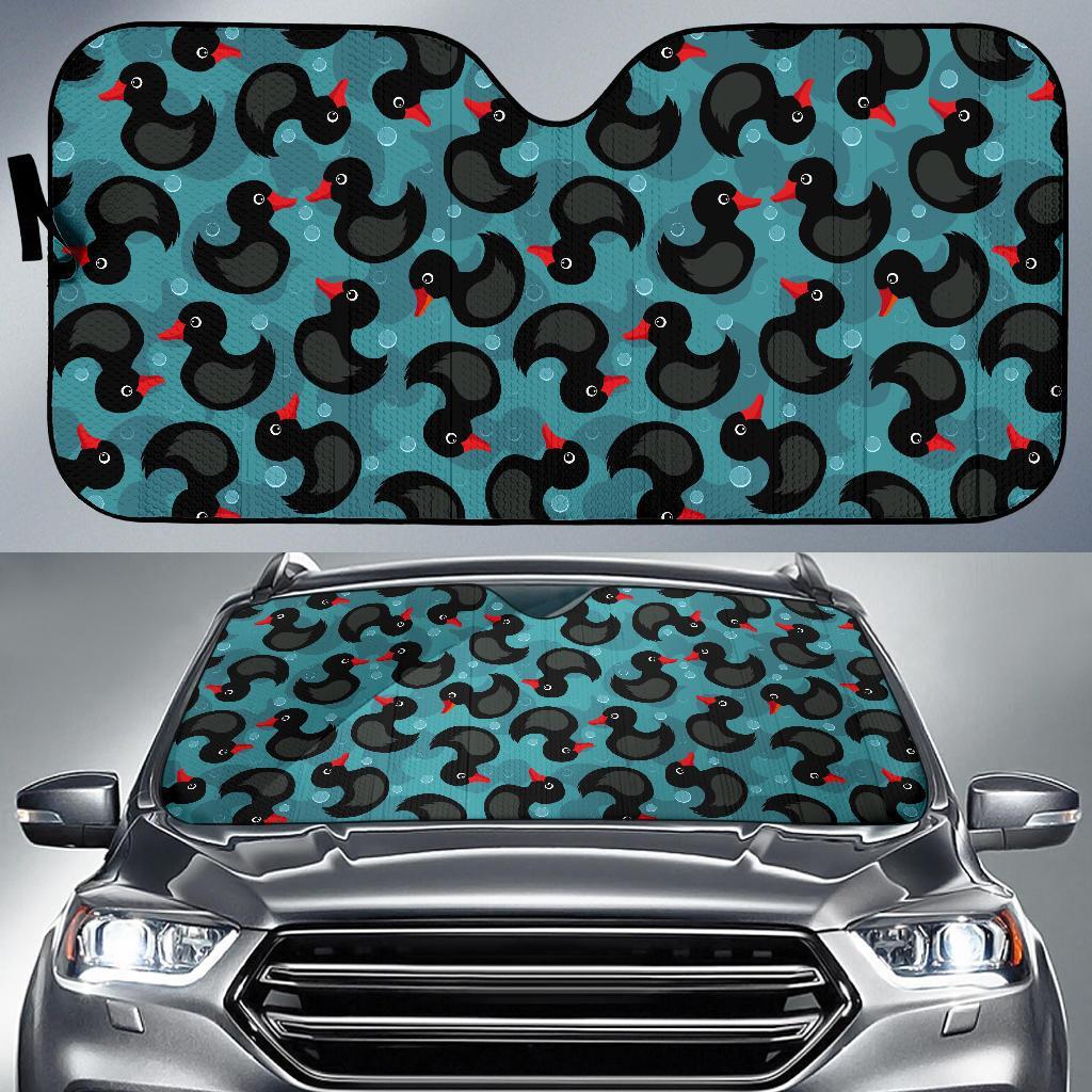 Black Duck Mallard Pattern Print Car Sun Shade-grizzshop
