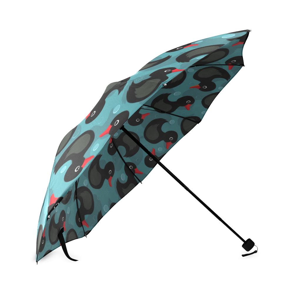 Black Duck Mallard Pattern Print Foldable Umbrella-grizzshop