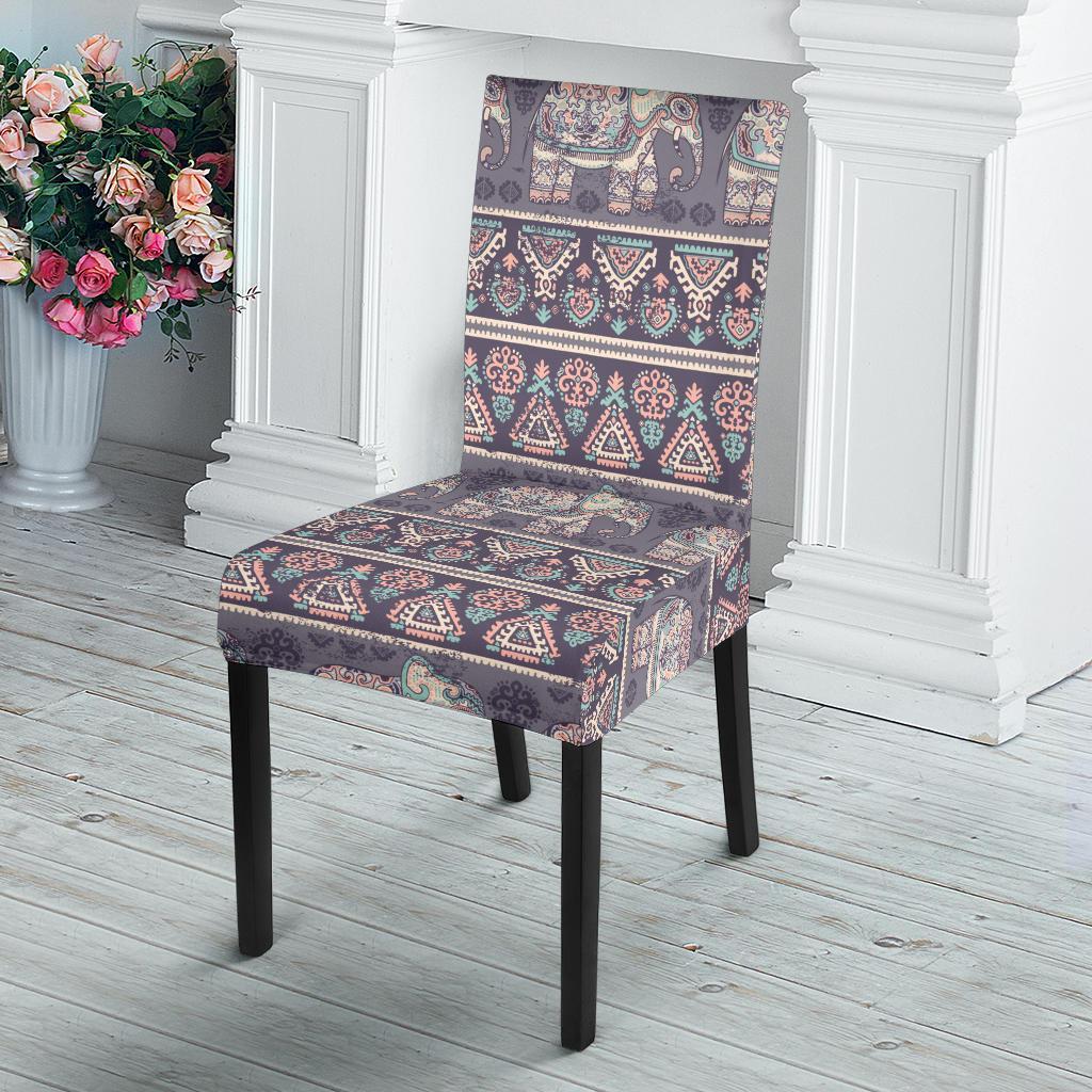 Black Elephant Aztec Pattern Prints Chair Cover-grizzshop