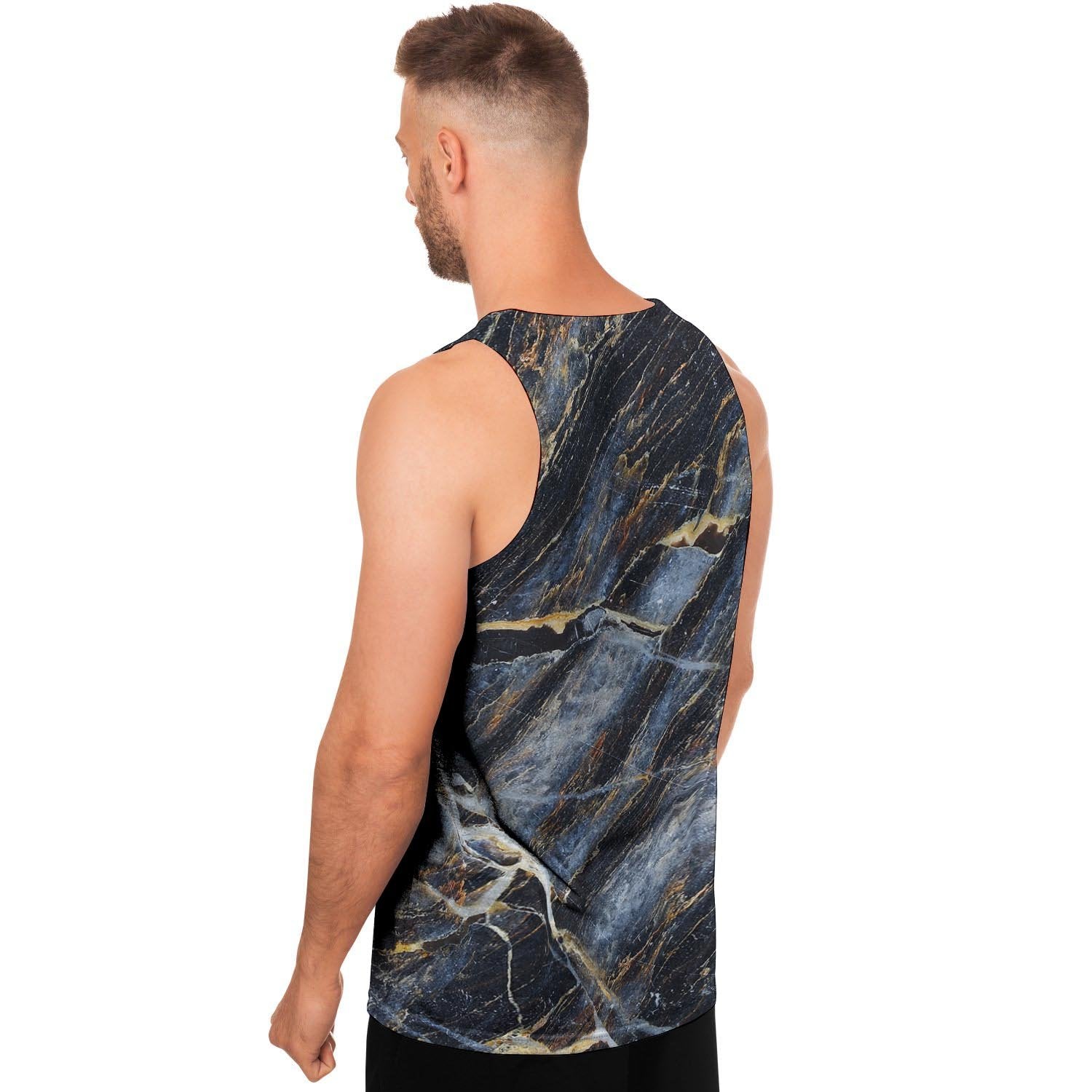Black Gold Cracked Marble Men's Tank Tops-grizzshop