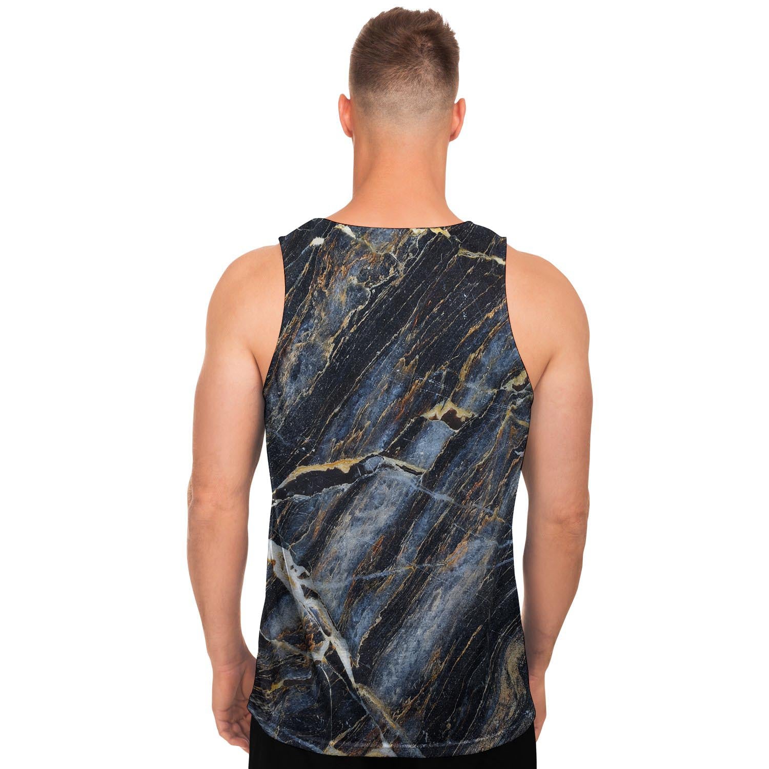 Black Gold Cracked Marble Men's Tank Tops-grizzshop