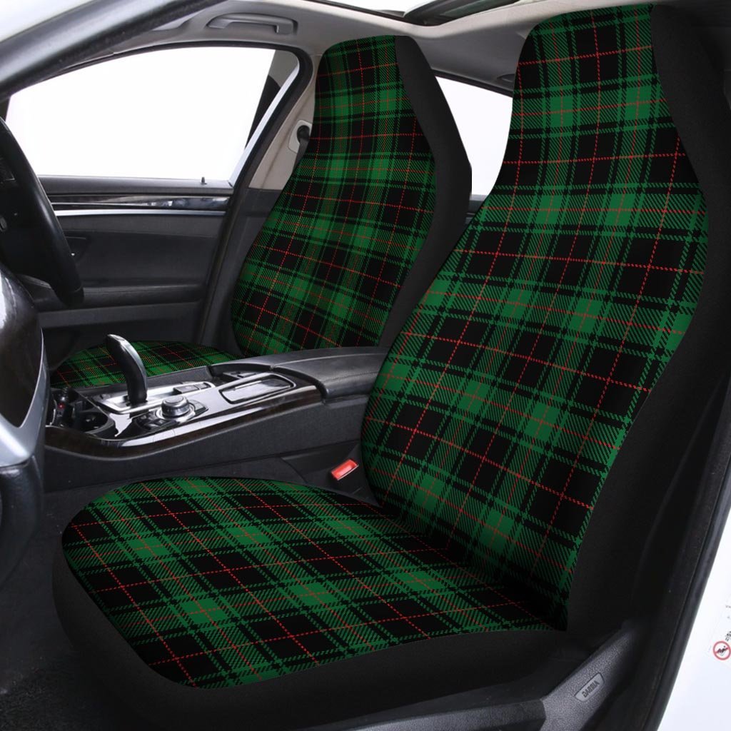 Black Green Plaid Tartan Car Seat Covers-grizzshop