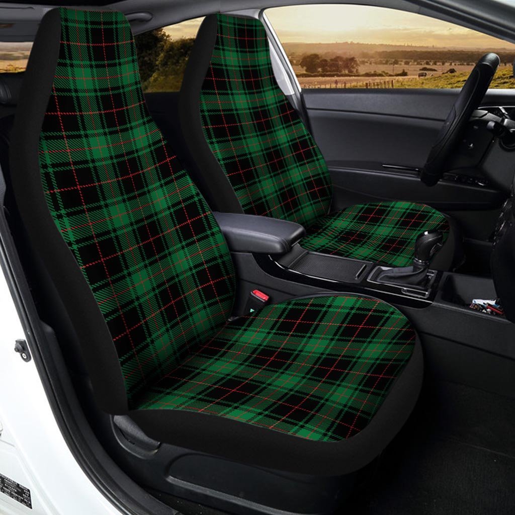 Black Green Plaid Tartan Car Seat Covers-grizzshop
