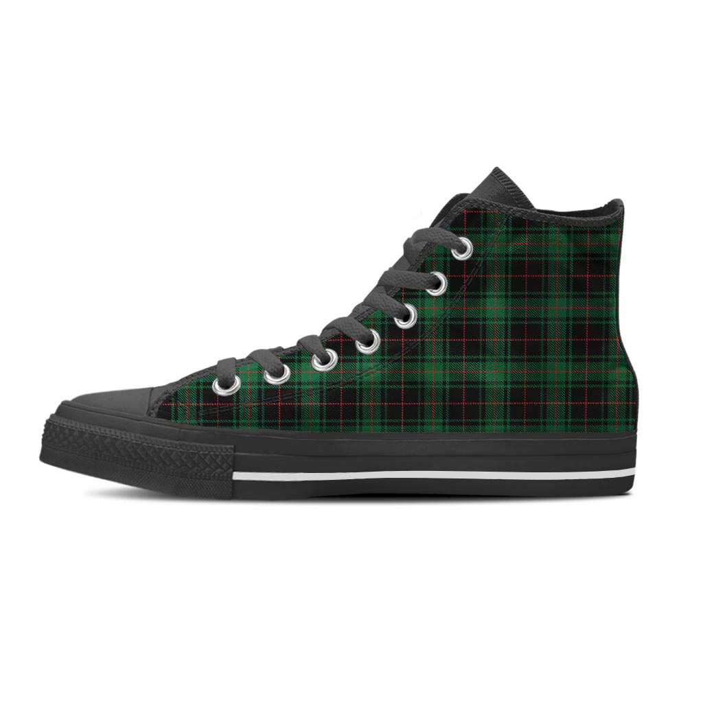 Black Green Plaid Tartan Women's High Top Shoes-grizzshop