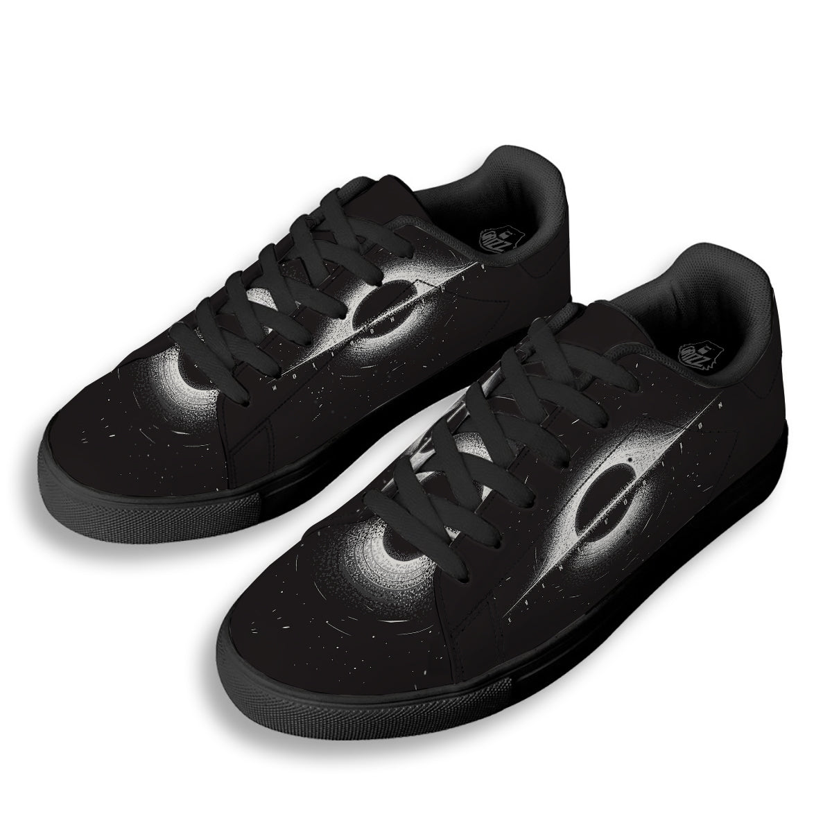 Black Hole Monochrome Print Black Low Top Sneakers-grizzshop