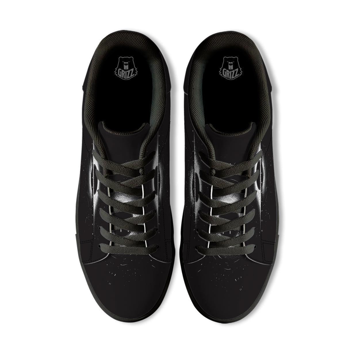 Black Hole Monochrome Print Black Low Top Sneakers-grizzshop