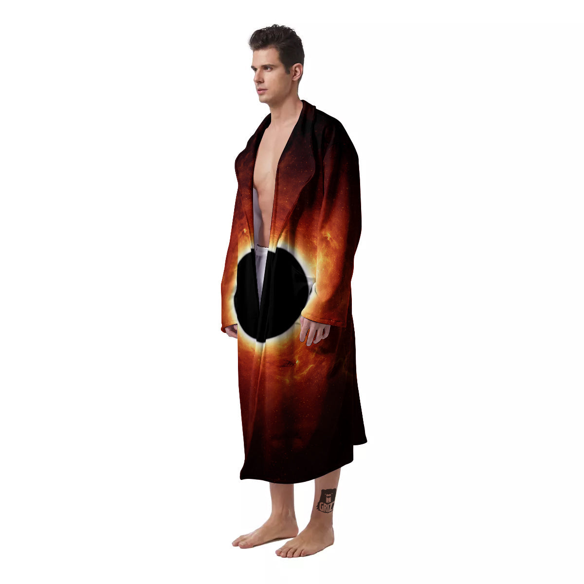 Black Hole Scientific Print Men's Robe-grizzshop