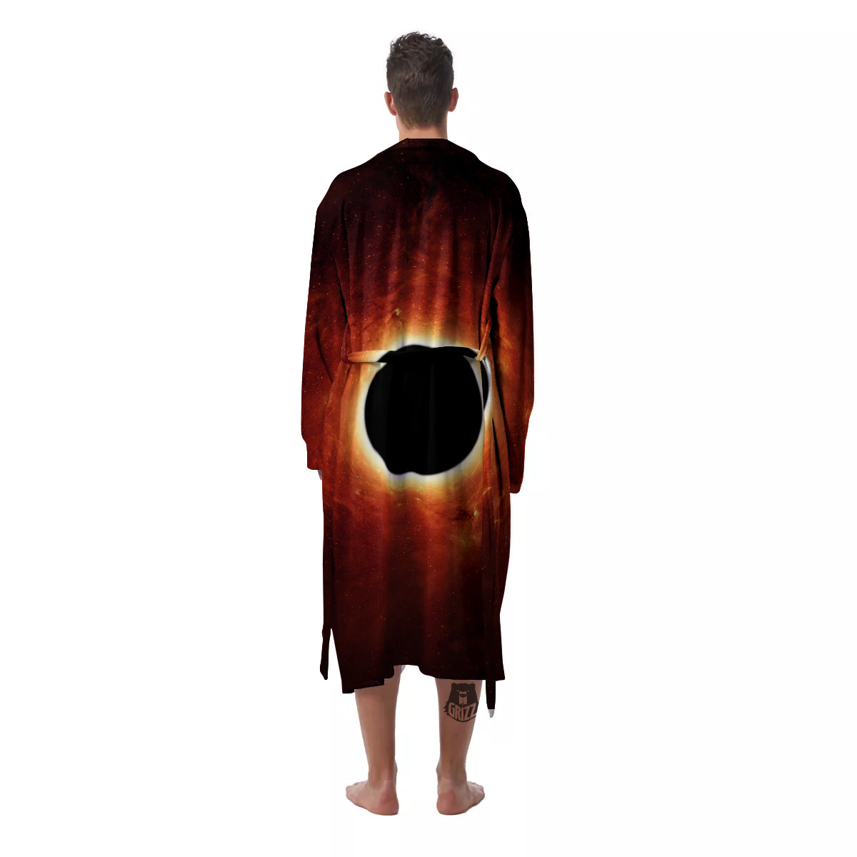 Black Hole Scientific Print Men's Robe-grizzshop