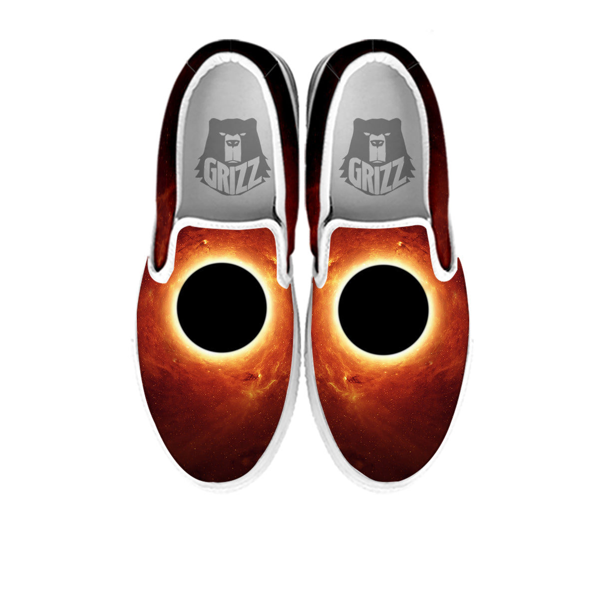 Black Hole Scientific Print White Slip On Shoes-grizzshop