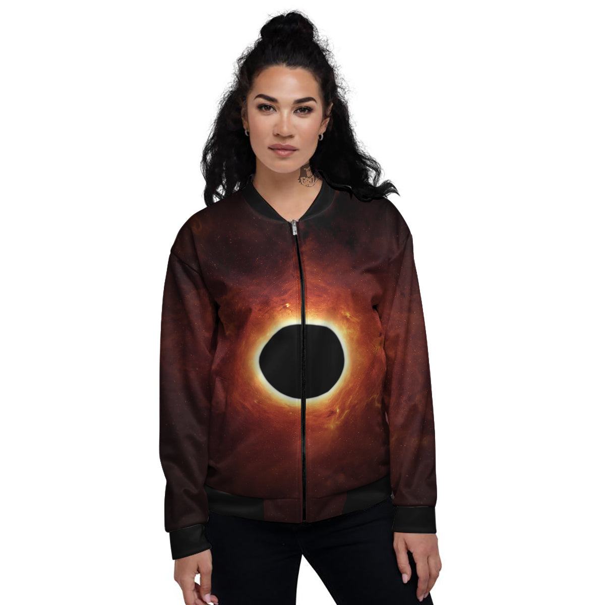 Black Hole Scientific Print Women's Bomber Jacket-grizzshop