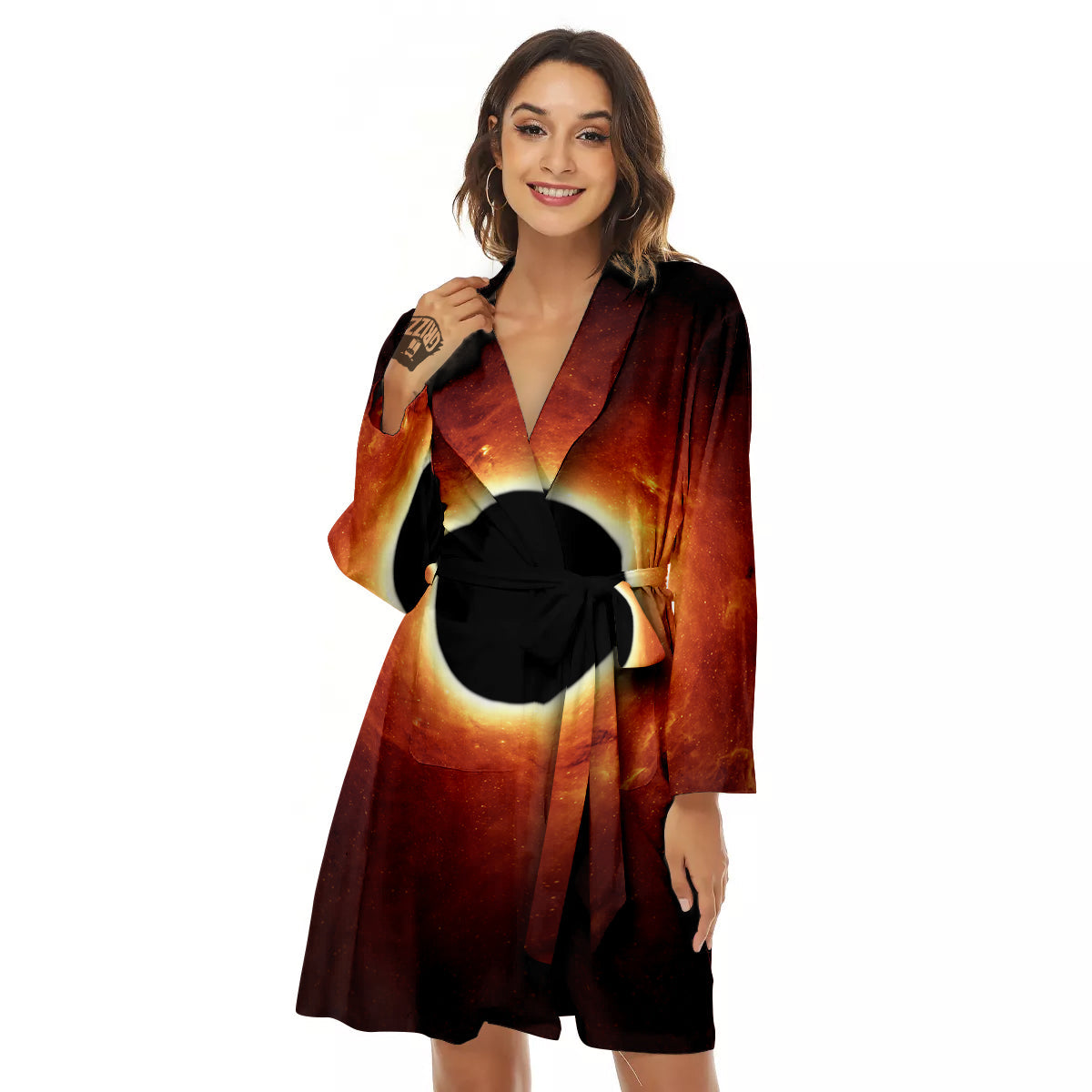 Black Hole Scientific Print Women's Robe-grizzshop