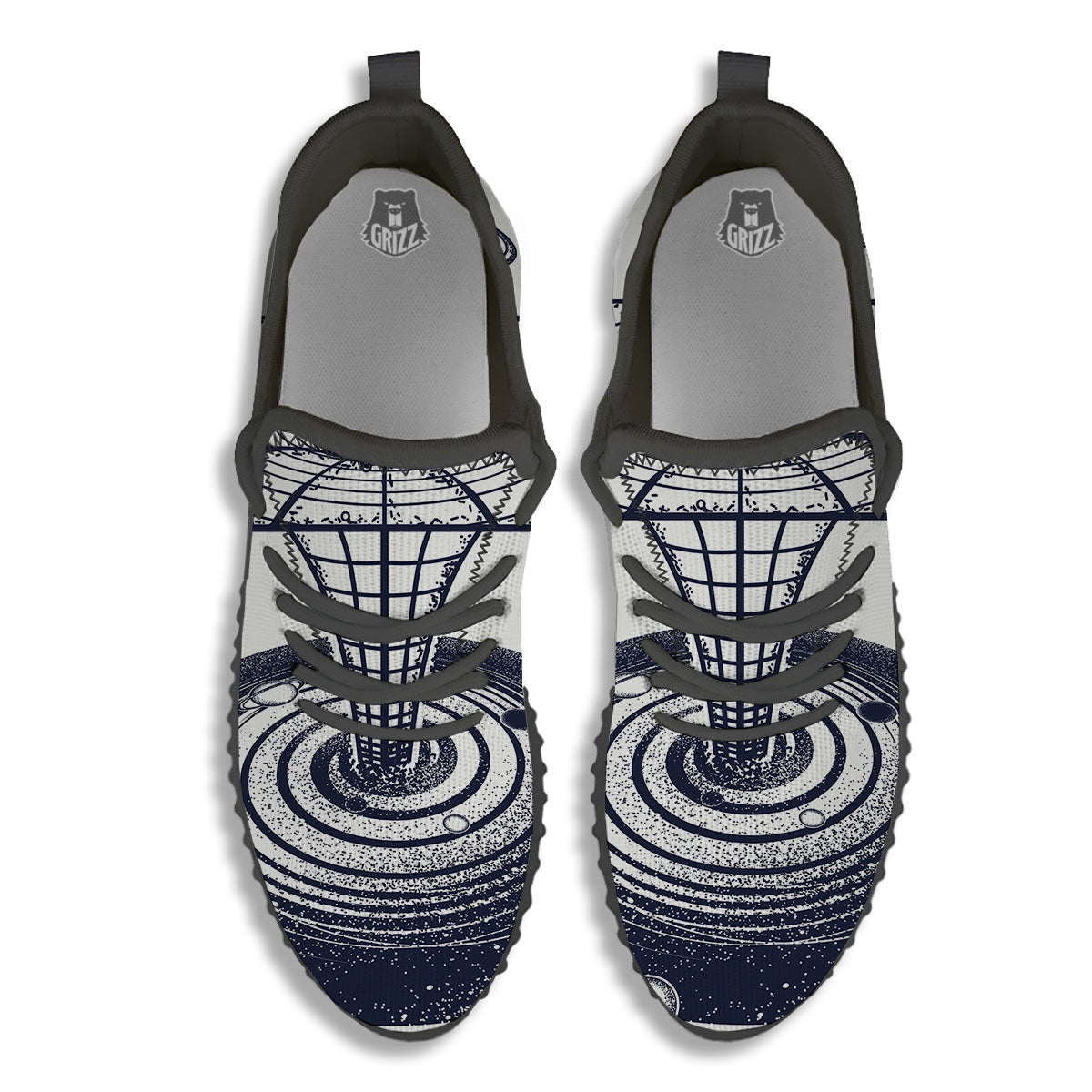 Black Hole Tattoo Print Black Walking Shoes-grizzshop