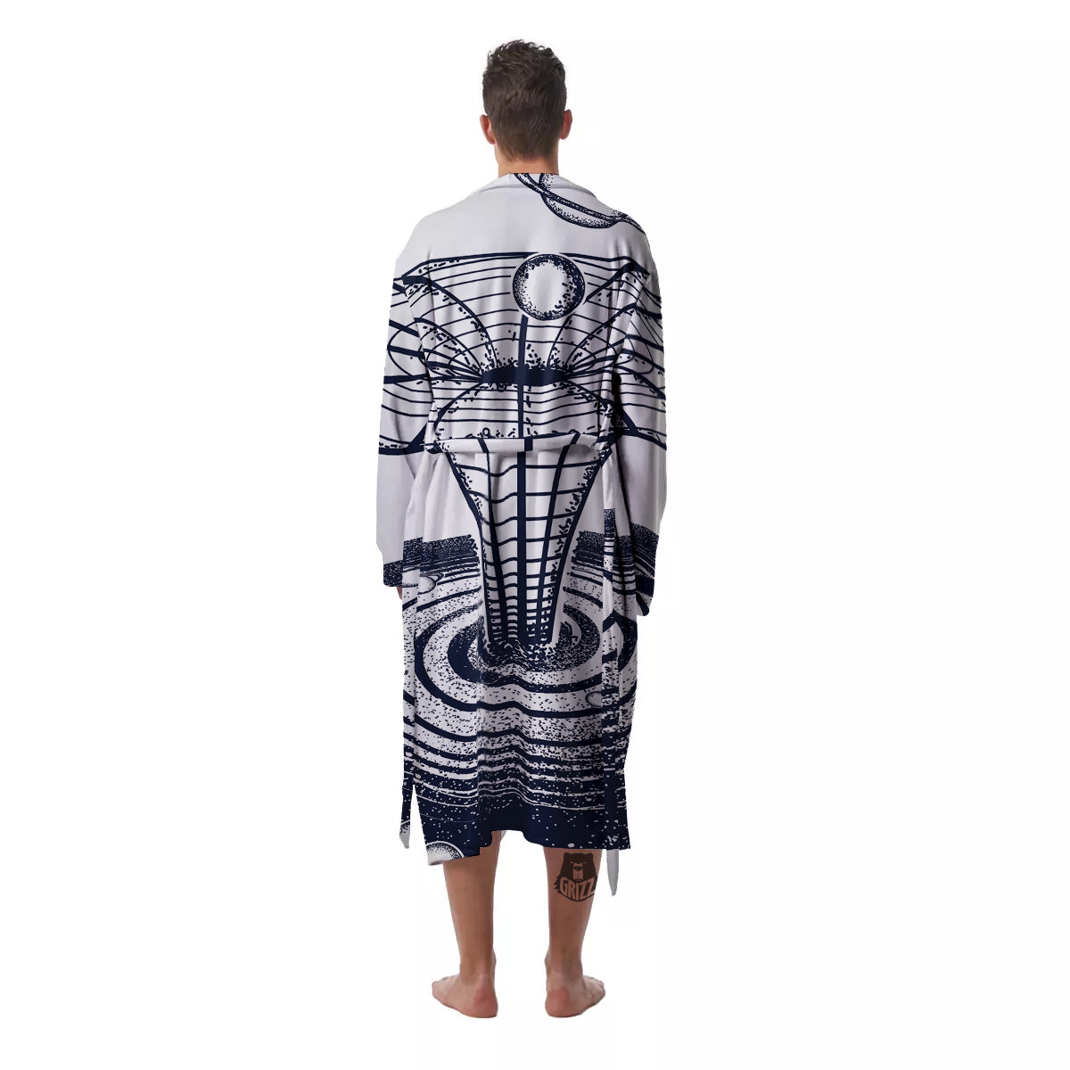 Black Hole Tattoo Print Men's Robe-grizzshop