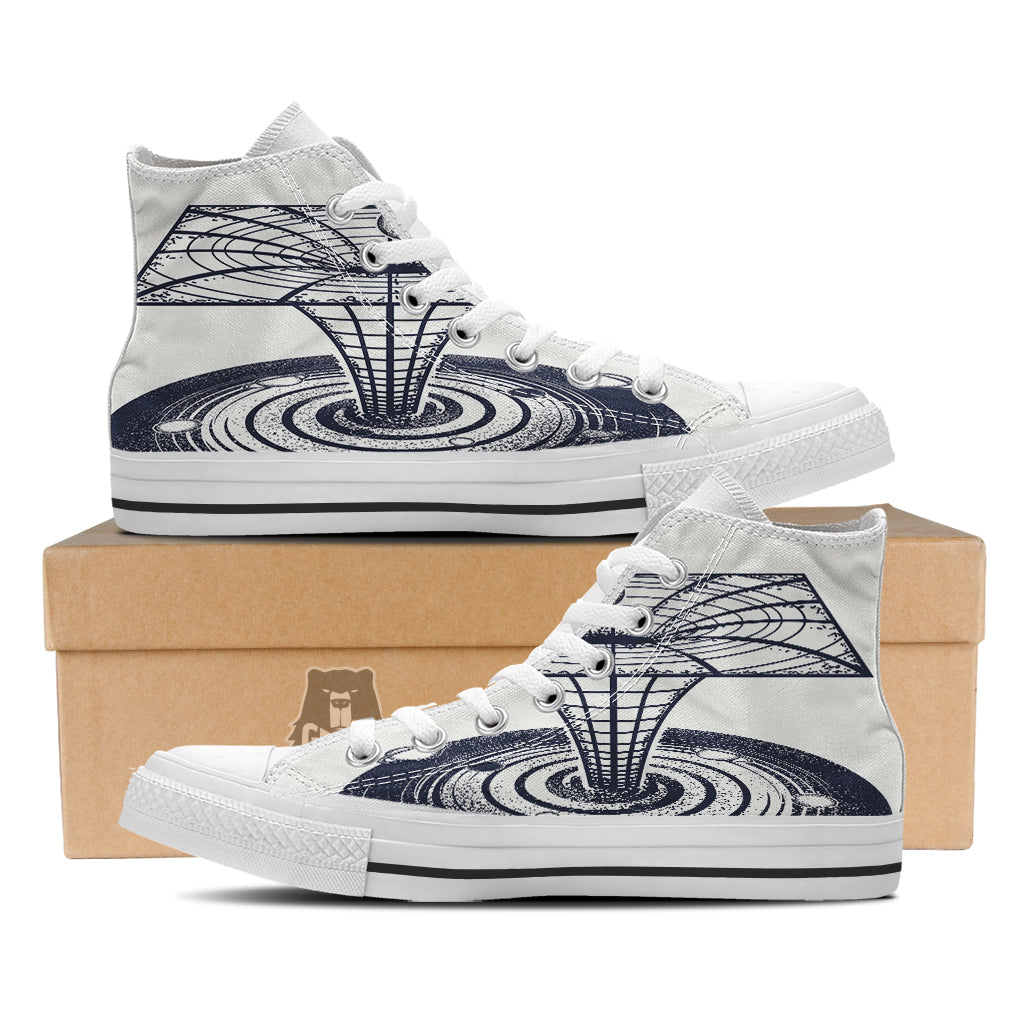 Black Hole Tattoo Print White High Top Shoes-grizzshop