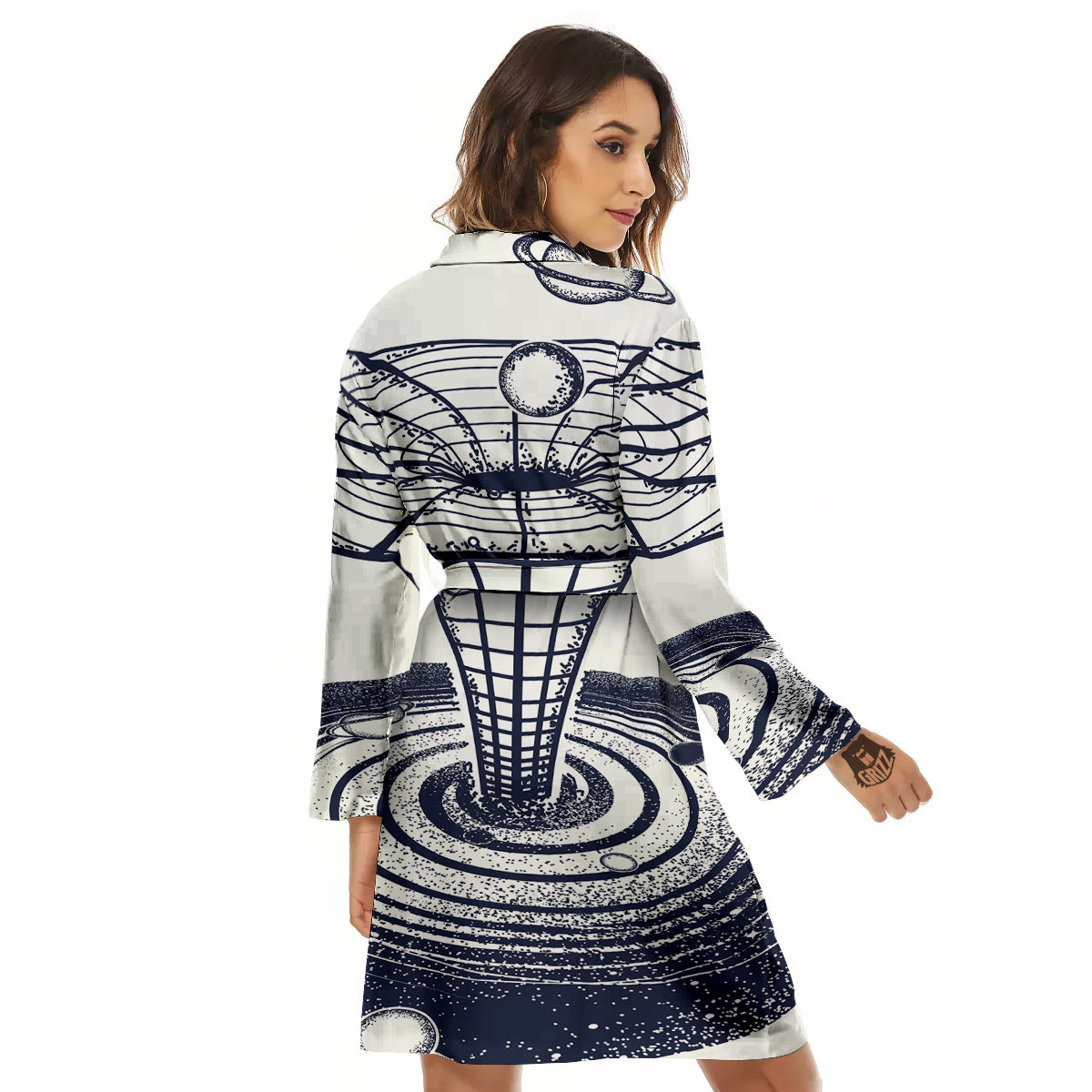 Black Hole Tattoo Print Women's Robe-grizzshop
