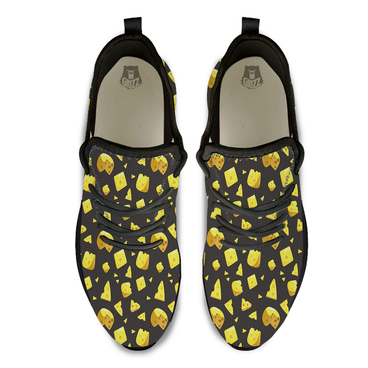 Black Holes And Cheese Print Pattern Black Athletic Shoes-grizzshop