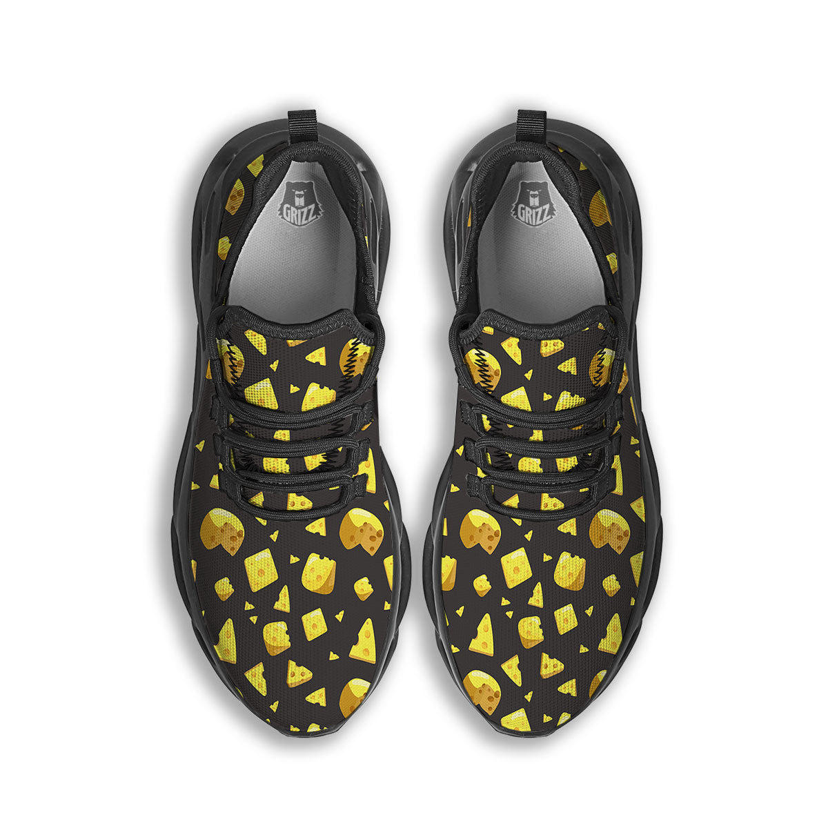 Black Holes And Cheese Print Pattern Black Running Shoes-grizzshop