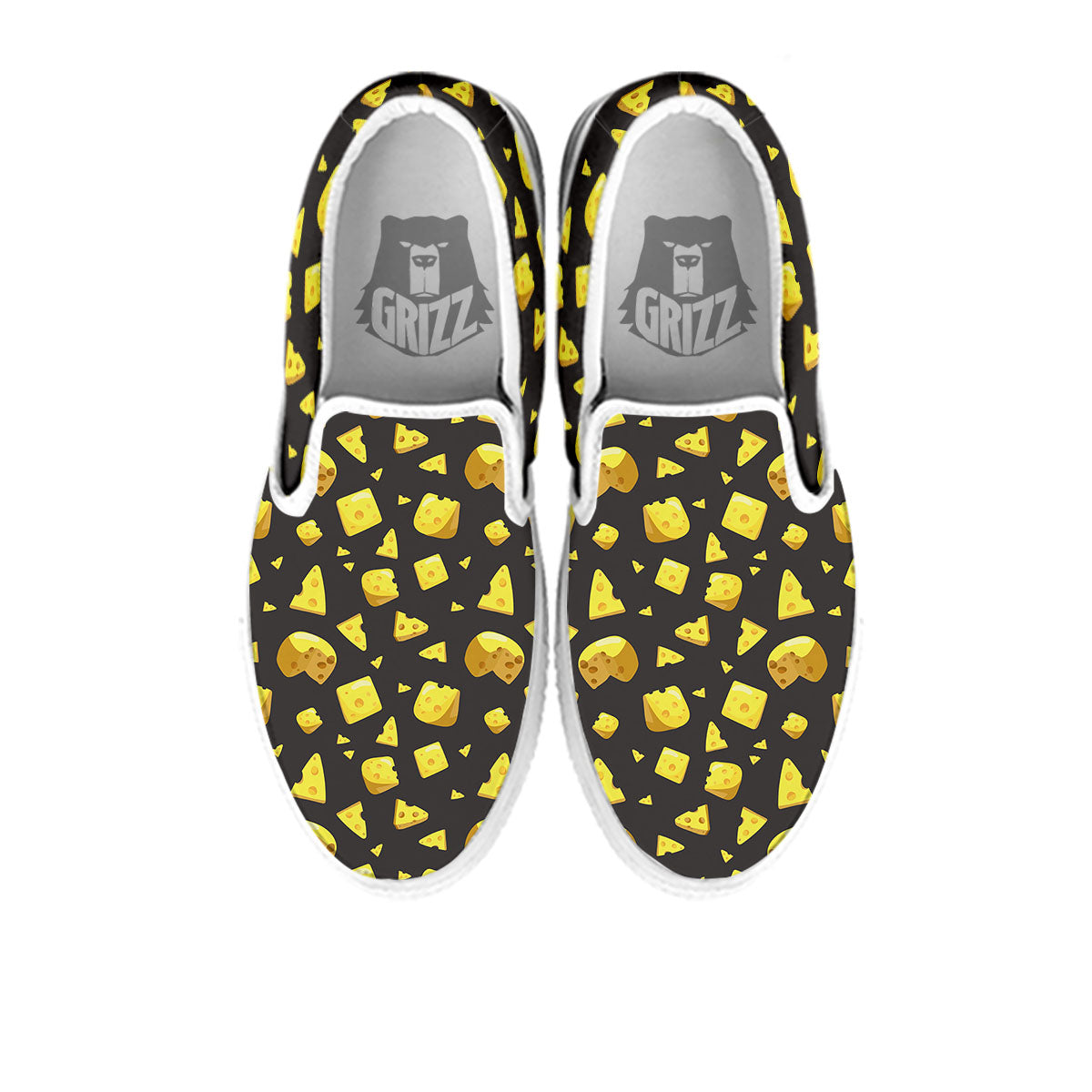 Black Holes And Cheese Print Pattern White Slip On Shoes-grizzshop