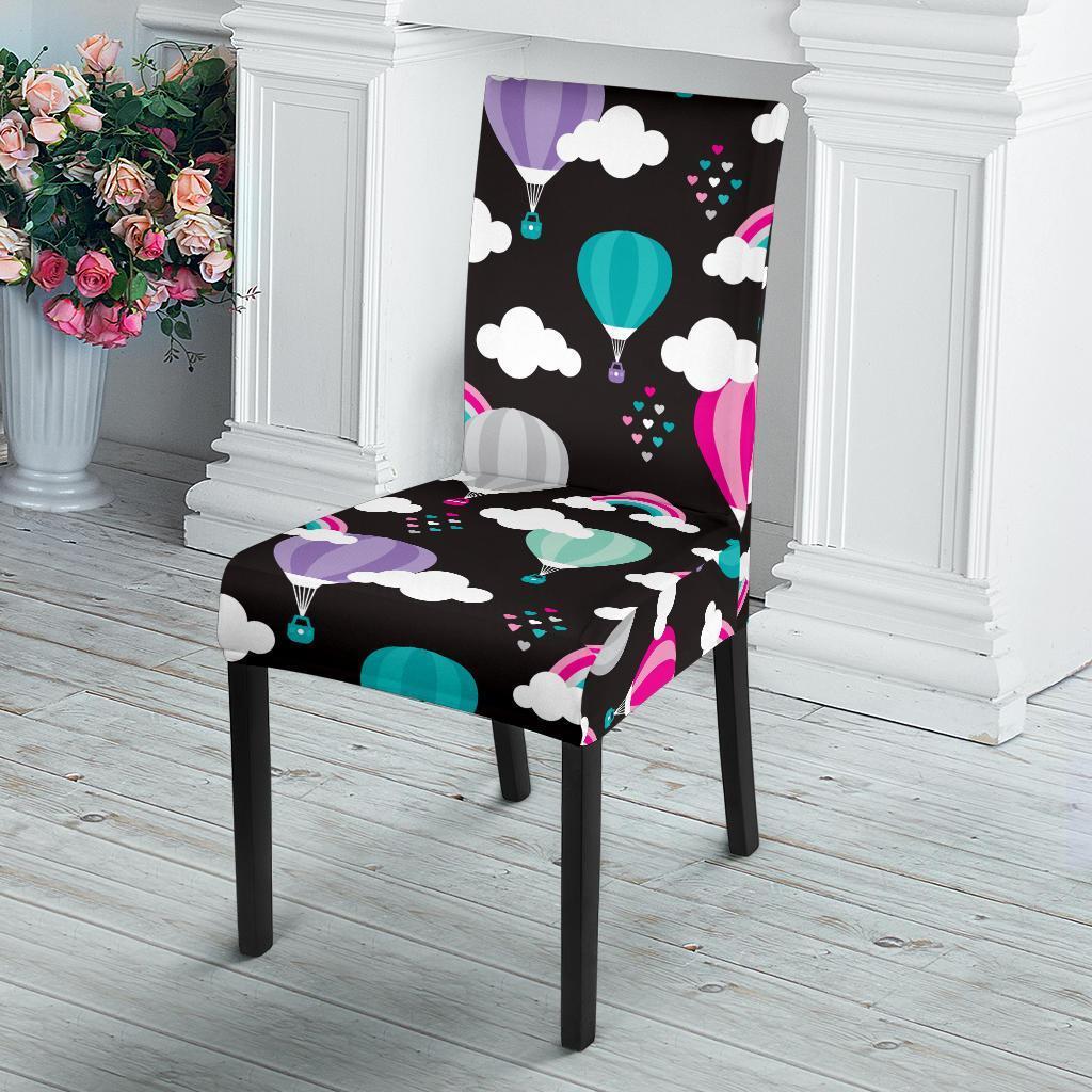 Black Hot Air Balloon Pattern Print Chair Cover-grizzshop